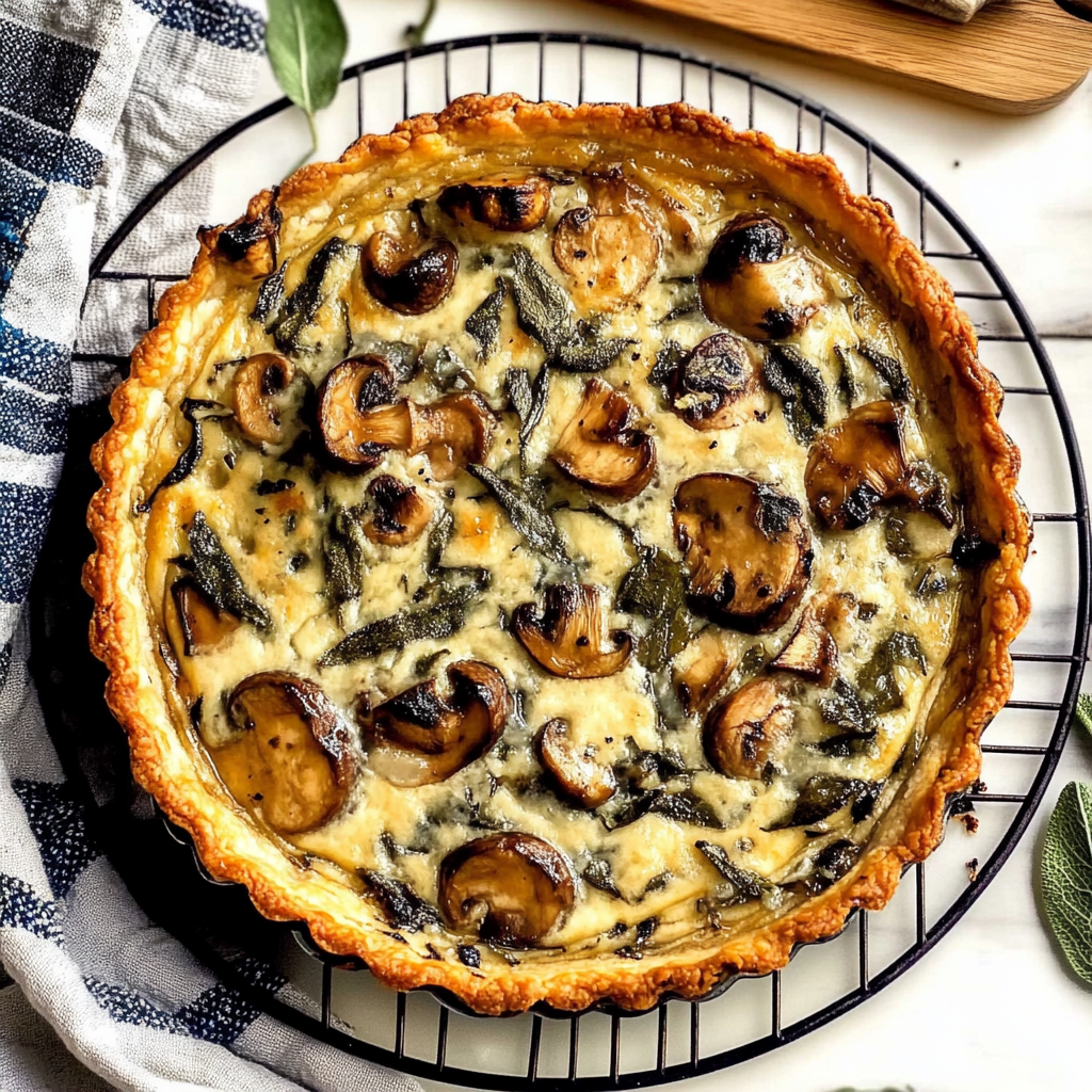 Recipe preparation for Pumpkin Sage & Mushroom Tart