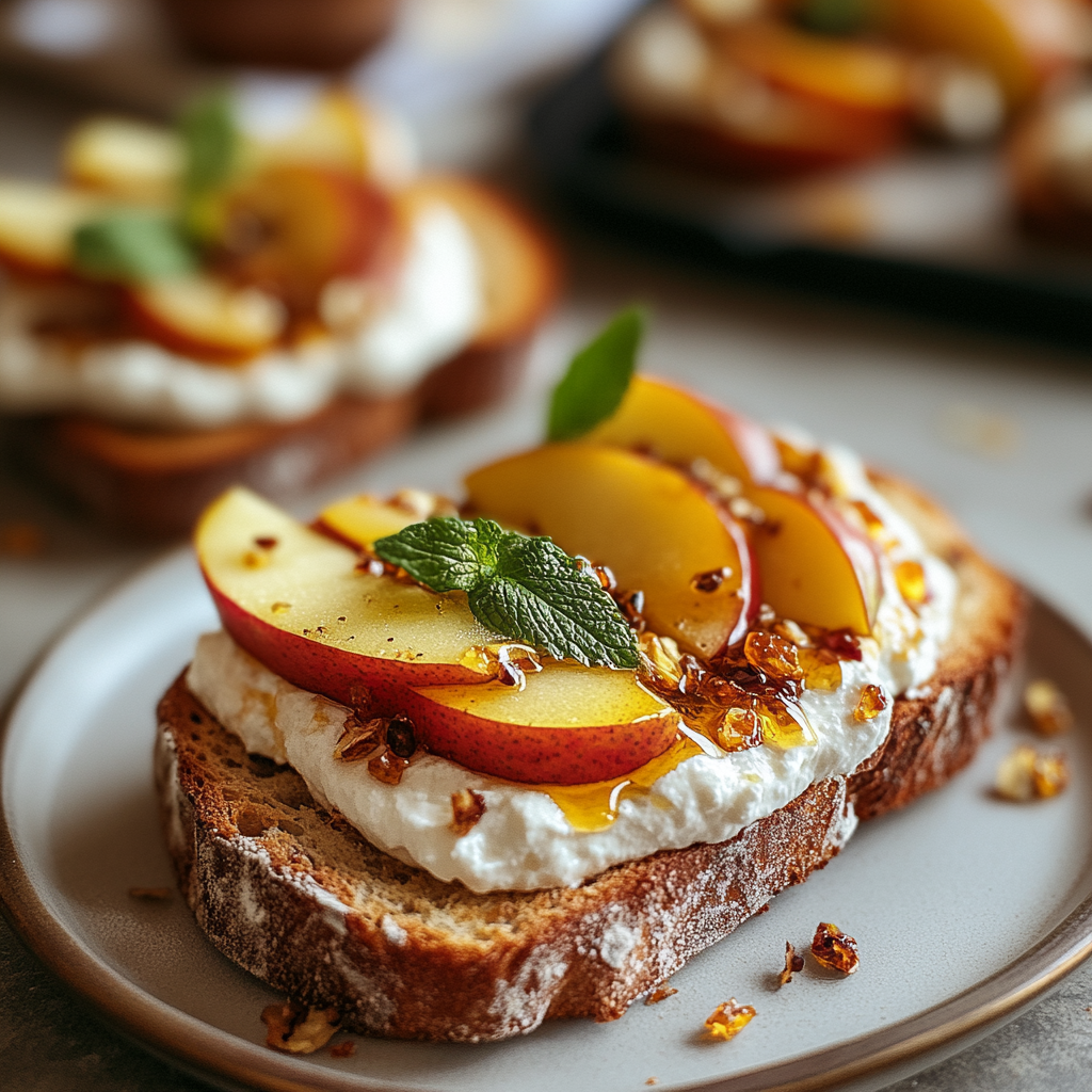Recipe preparation for Pear & Honey Ricotta Toast