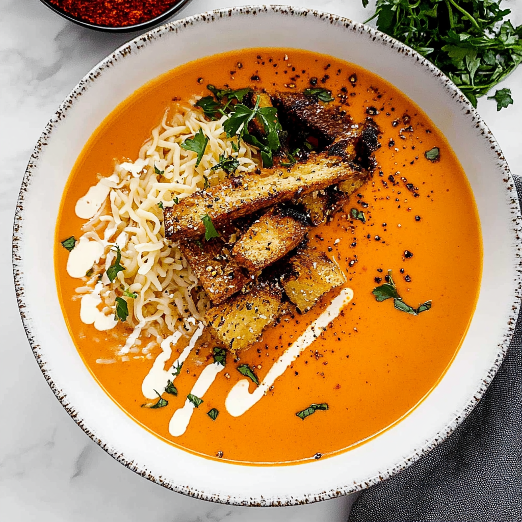 Recipe preparation for roasted red pepper soup