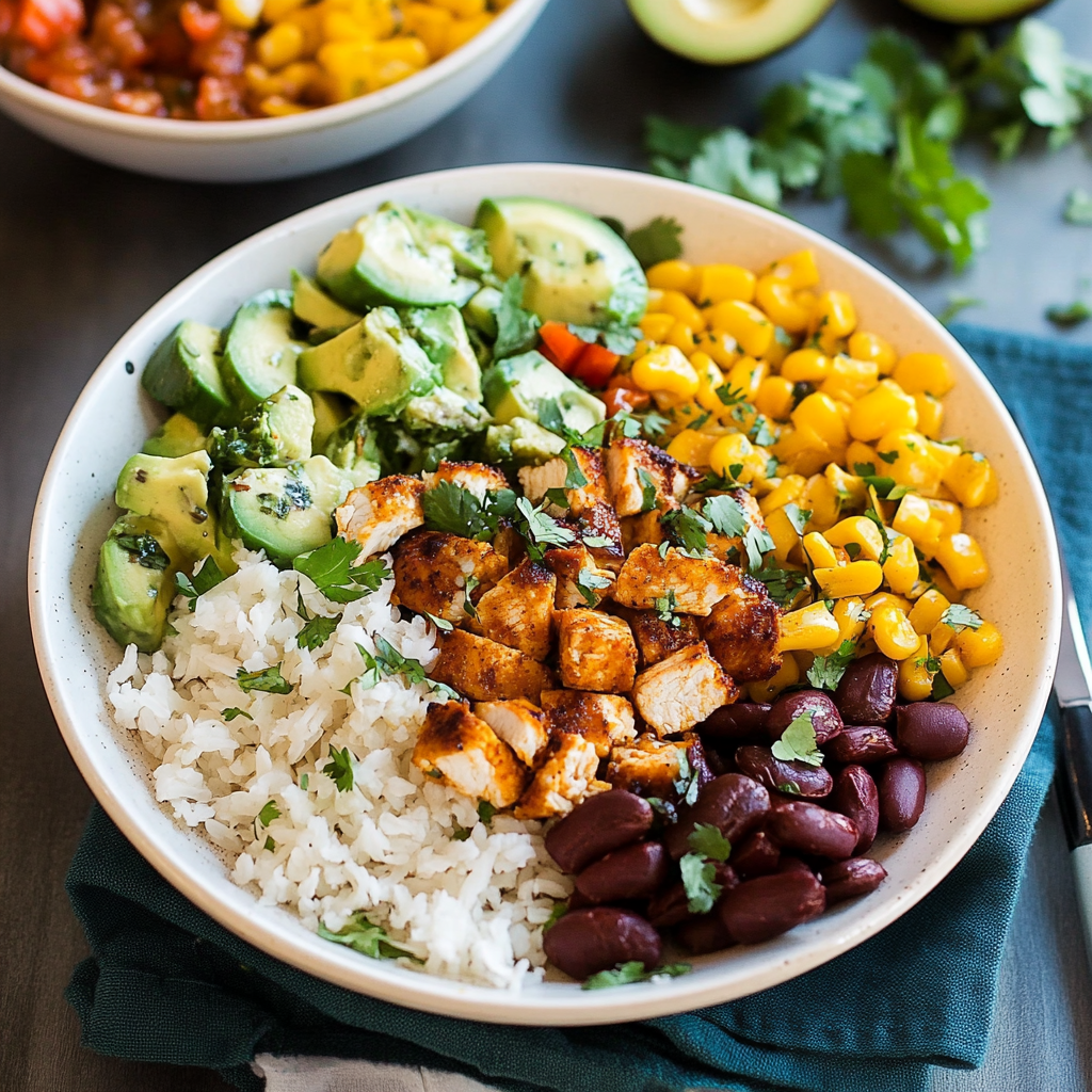 Recipe preparation for chicken burrito bowl