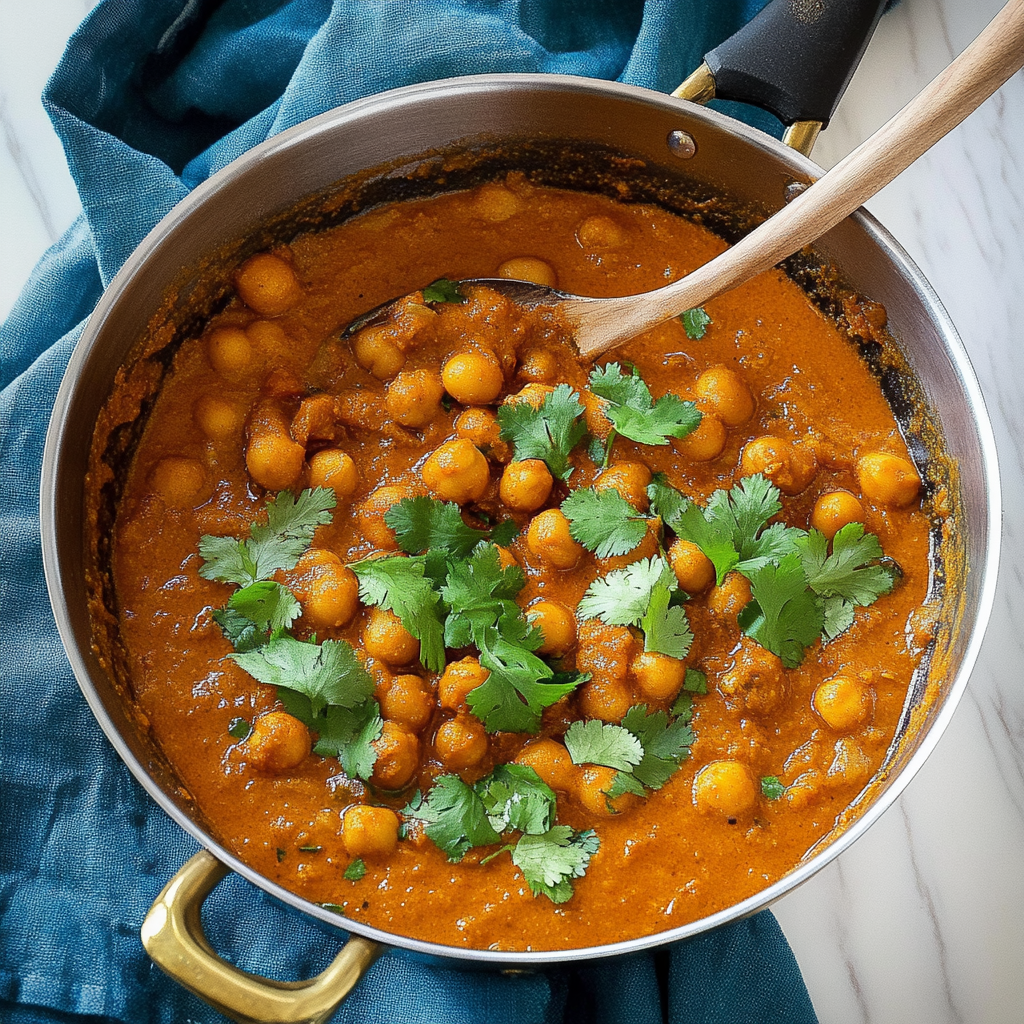 Recipe preparation for chickpea curry