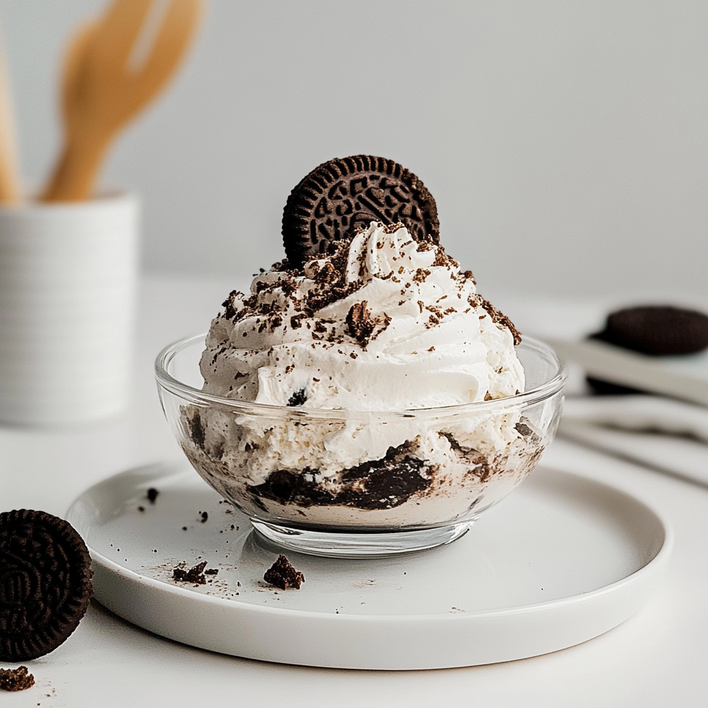 Recipe preparation for oreo fluff dessert cool whip