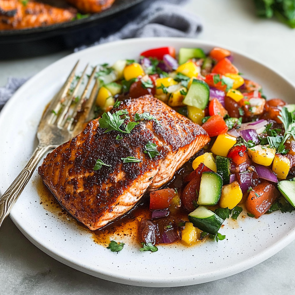 Recipe preparation for blackened salmon