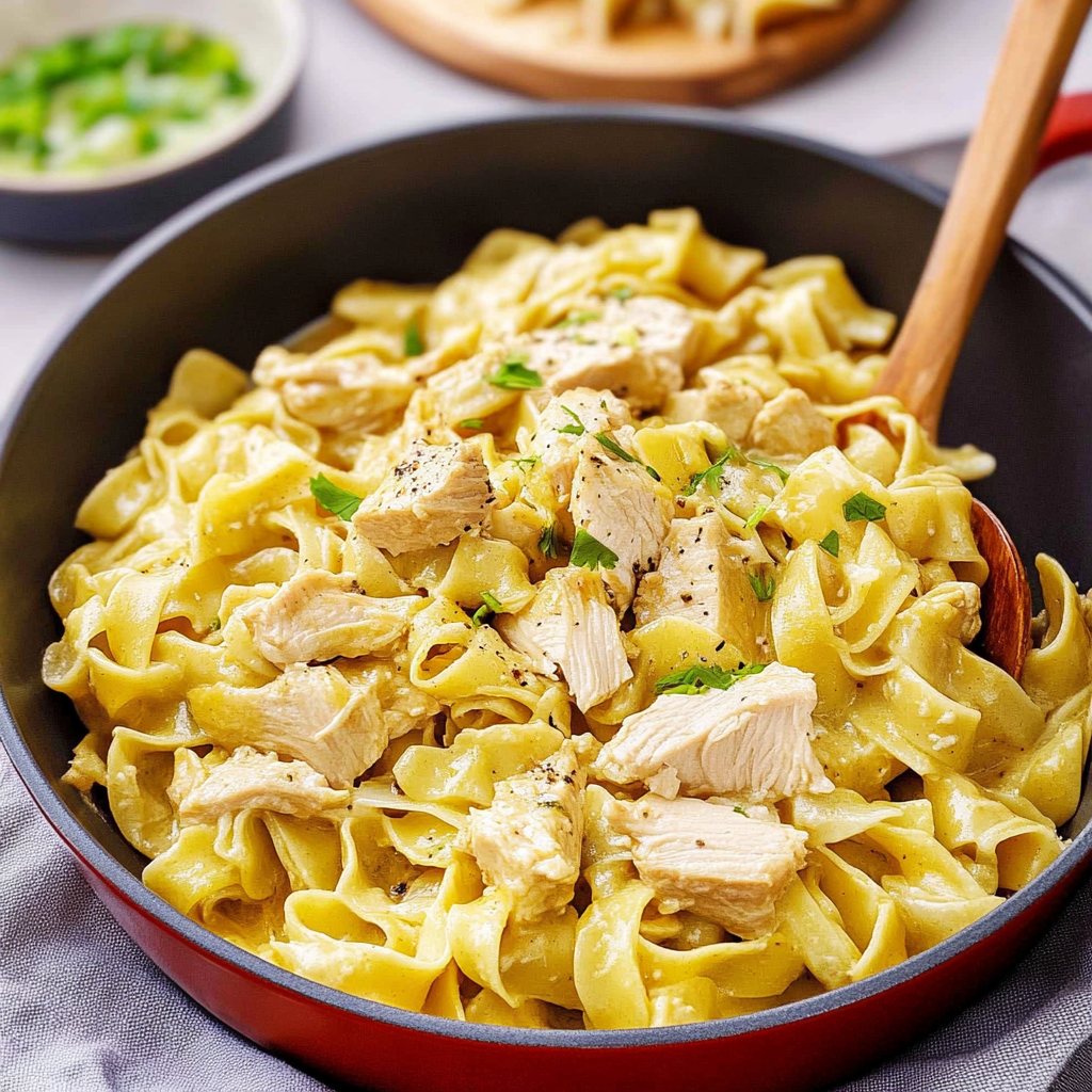 Recipe preparation for chicken and noodles stove top