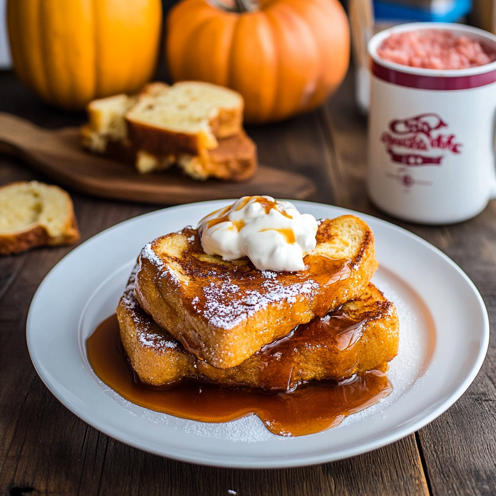 Recipe preparation for pumpkin french toast