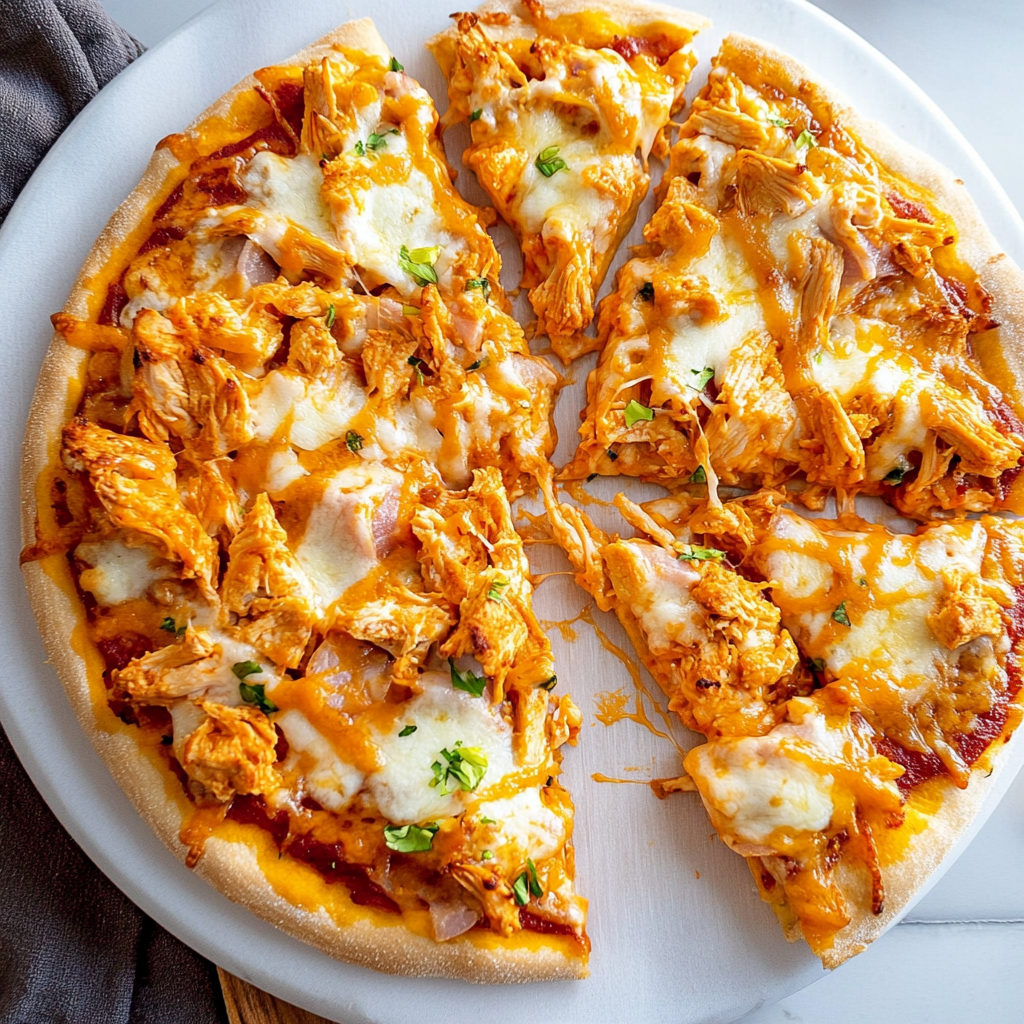 Recipe preparation for buffalo chicken pizza