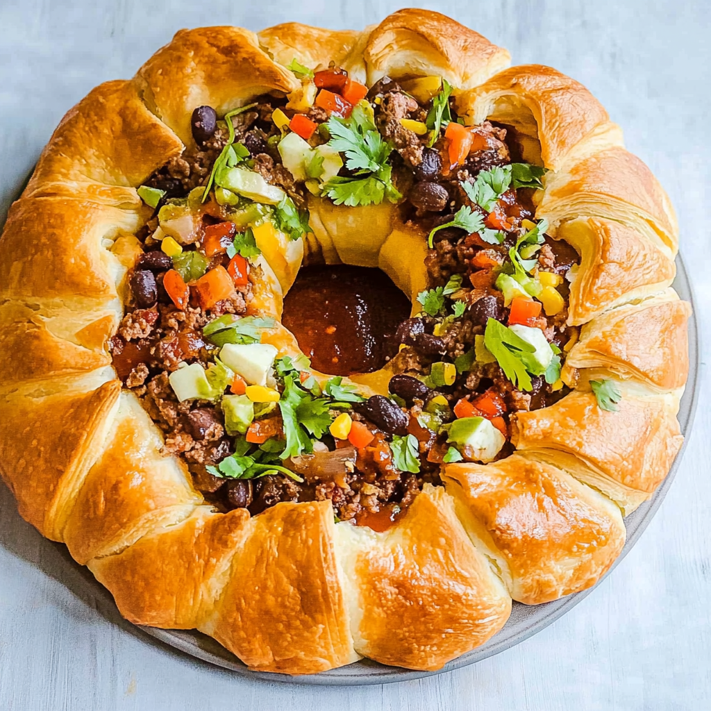 Recipe preparation for taco ring with crescent rolls