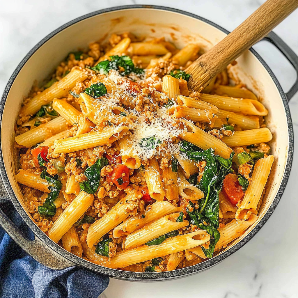 Recipe preparation for ground turkey pasta
