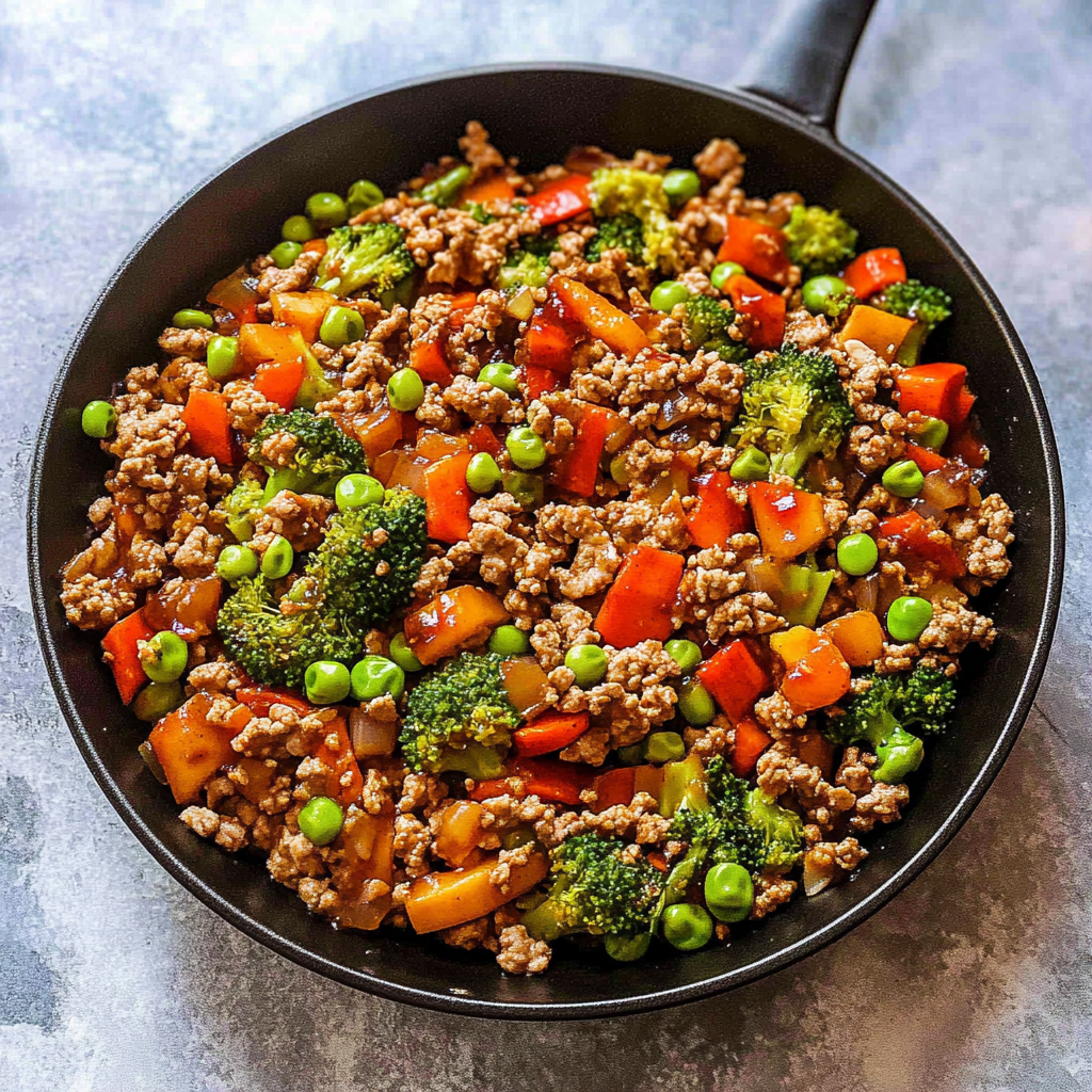 Recipe preparation for ground turkey stir fry