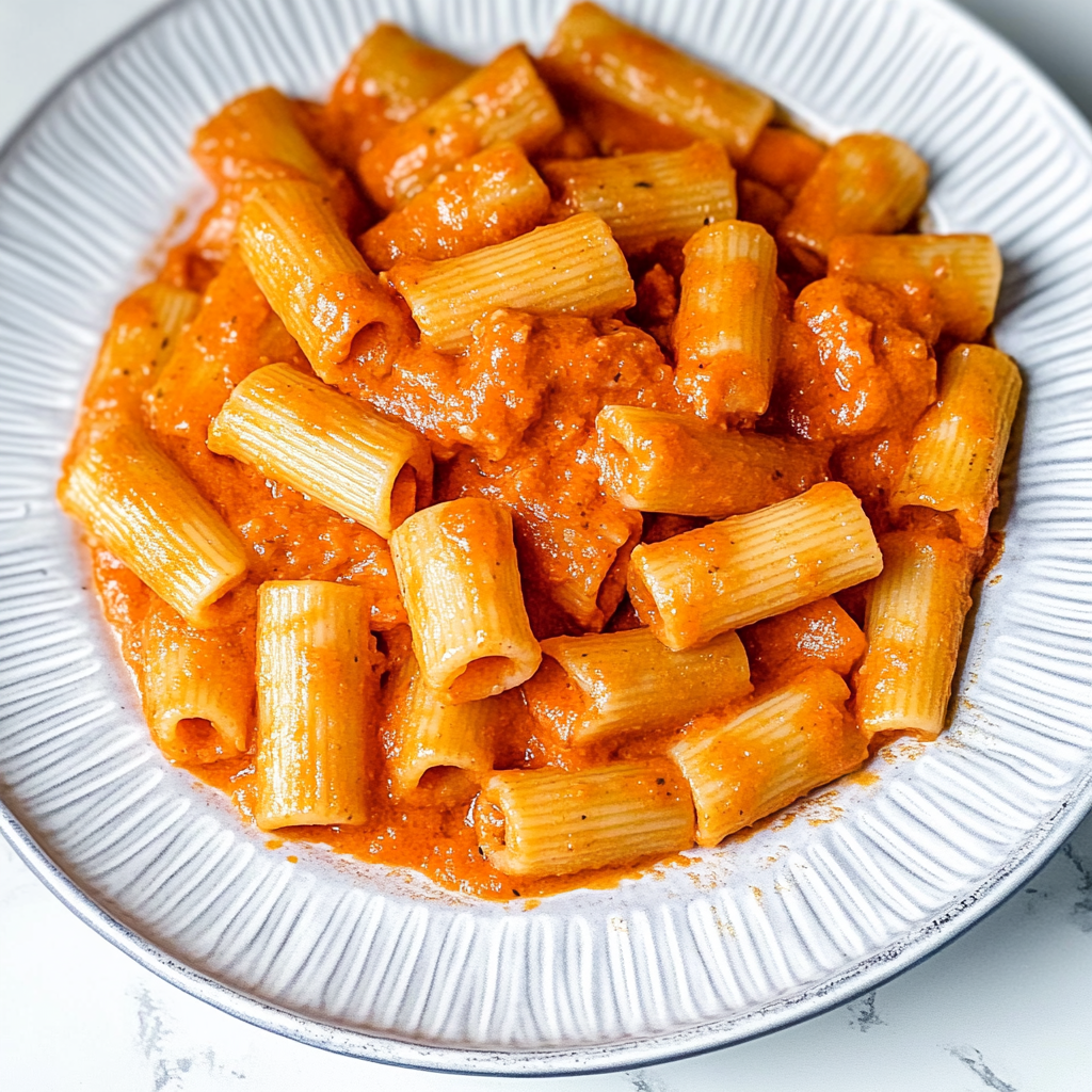 Recipe preparation for spicy rigatoni pasta