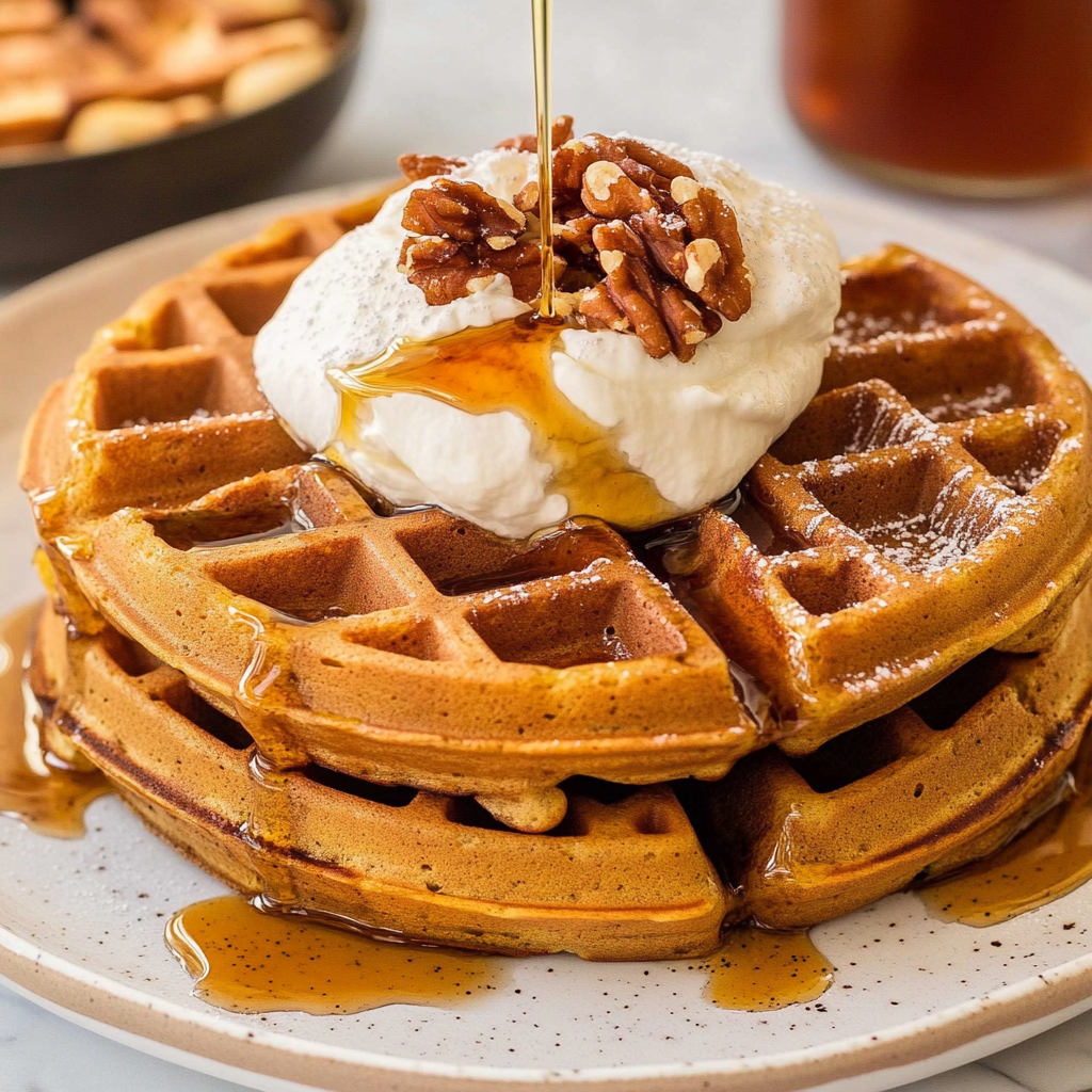 Recipe preparation for pumpkin waffles recipe