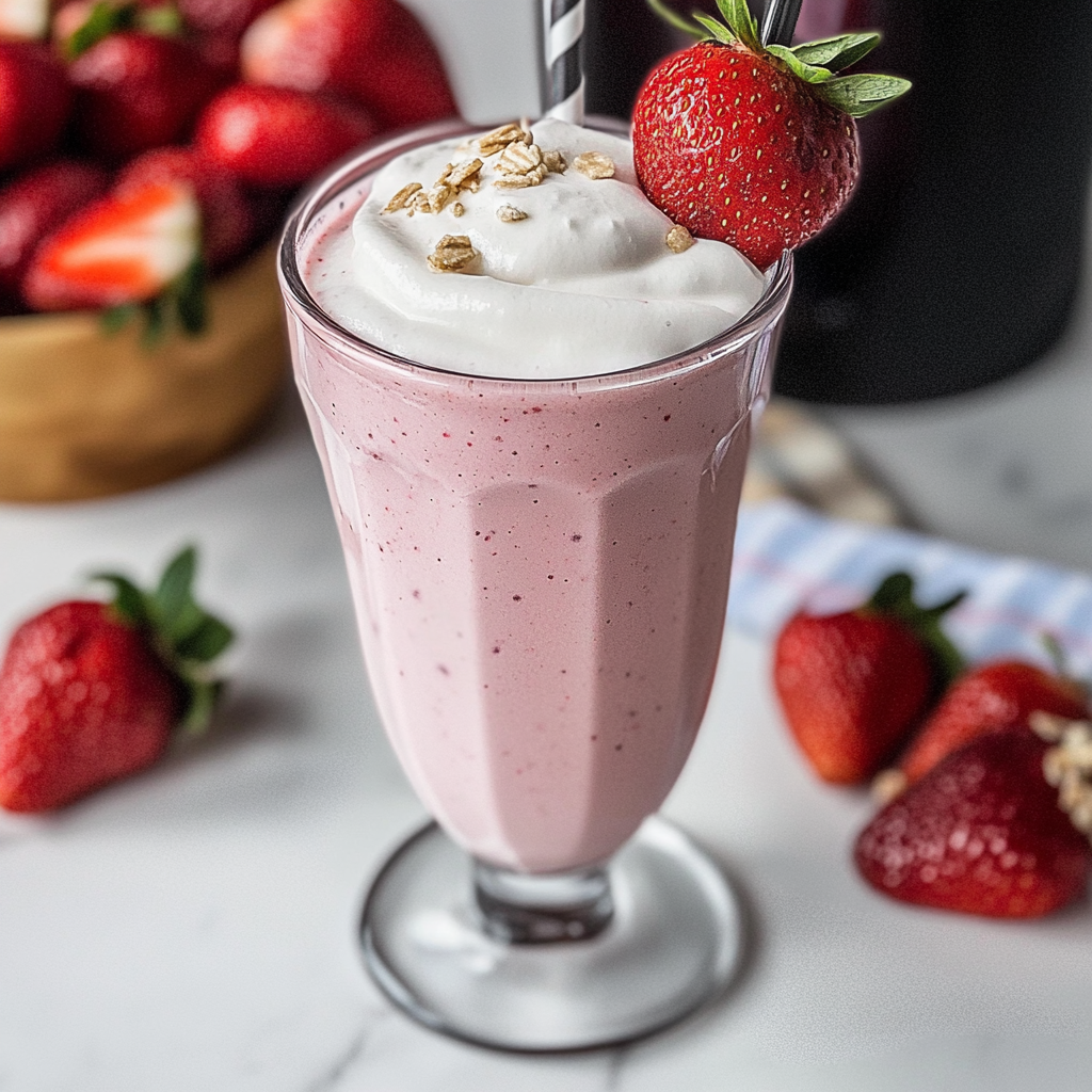 Recipe preparation for strawberry milkshake