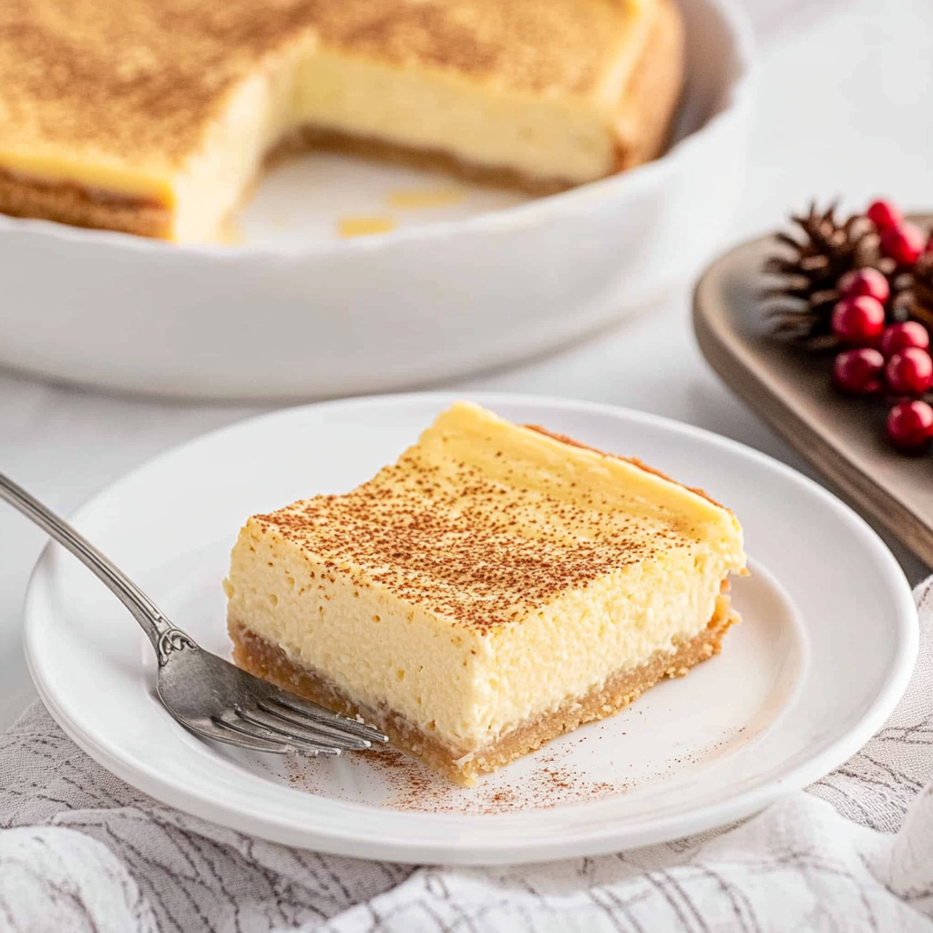 Recipe preparation for Eggnog Cheesecake Bars
