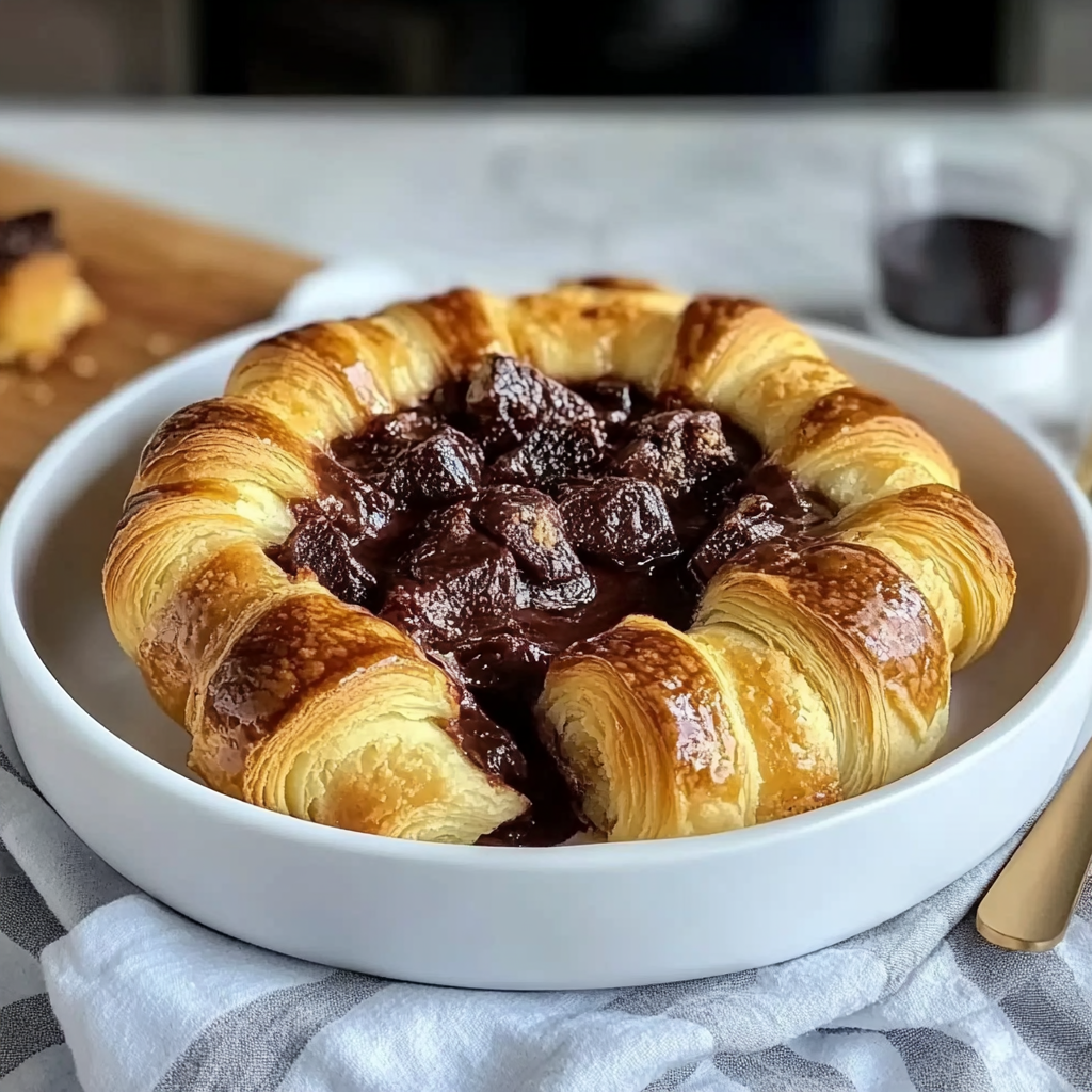 Recipe preparation for Chocolate Croissant Breakfast Bake