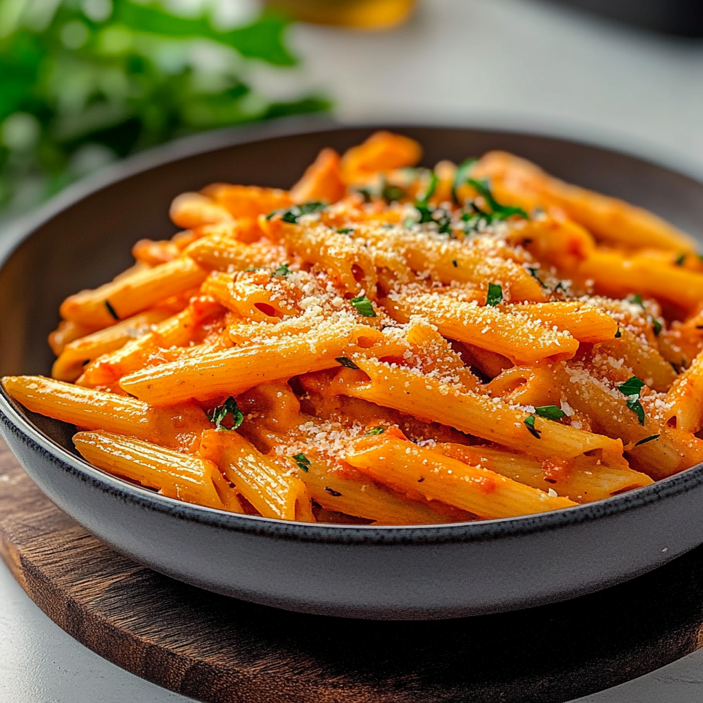 Recipe preparation for roasted red pepper pasta