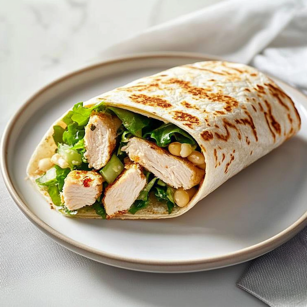 Recipe preparation for chicken caesar wrap