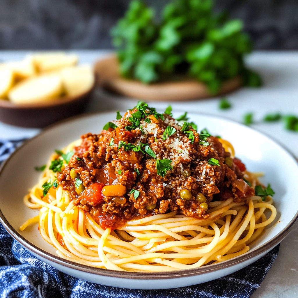 Recipe preparation for spaghetti bolognese