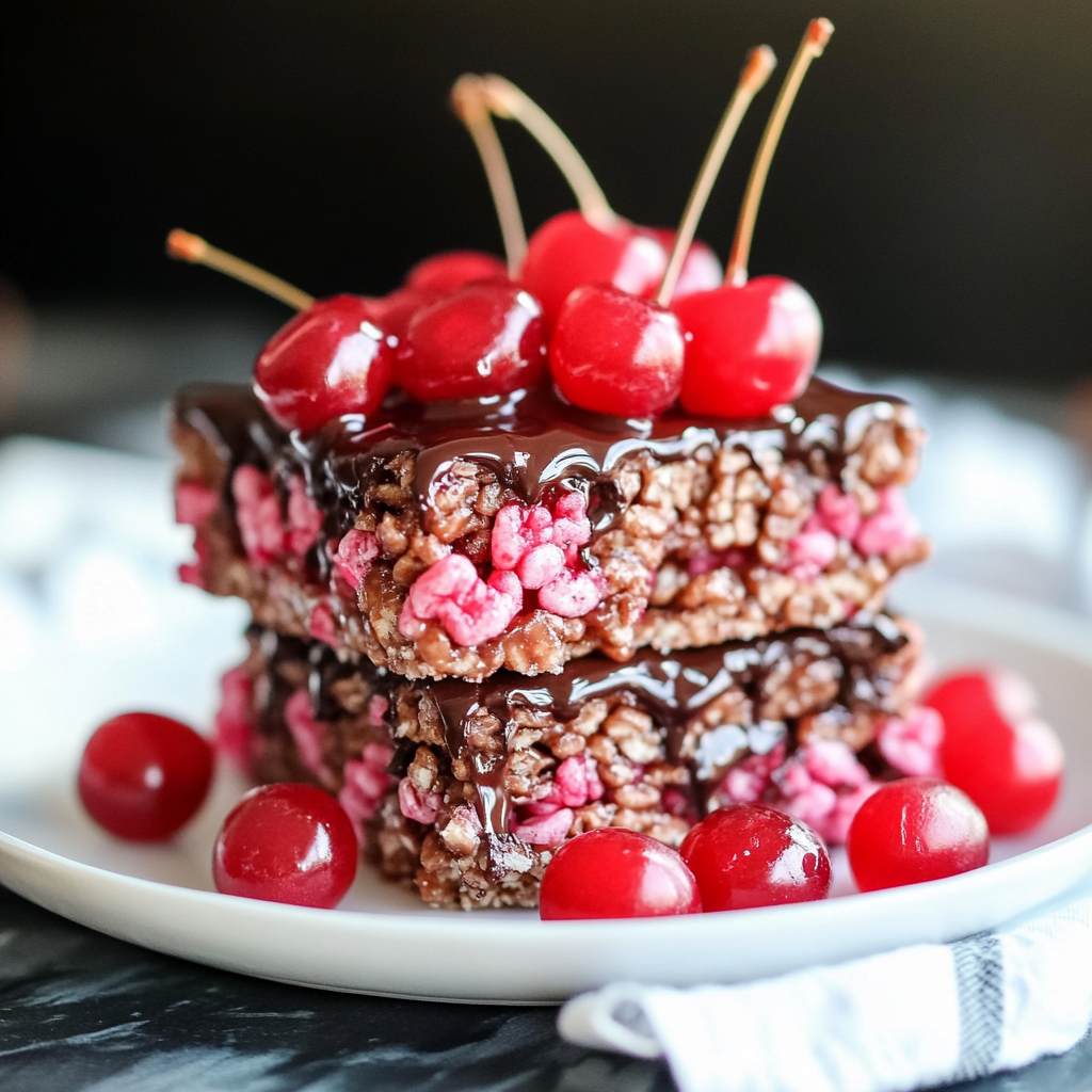 Recipe preparation for Chocolate Covered Cherry Rice Krispies Treats Recipe