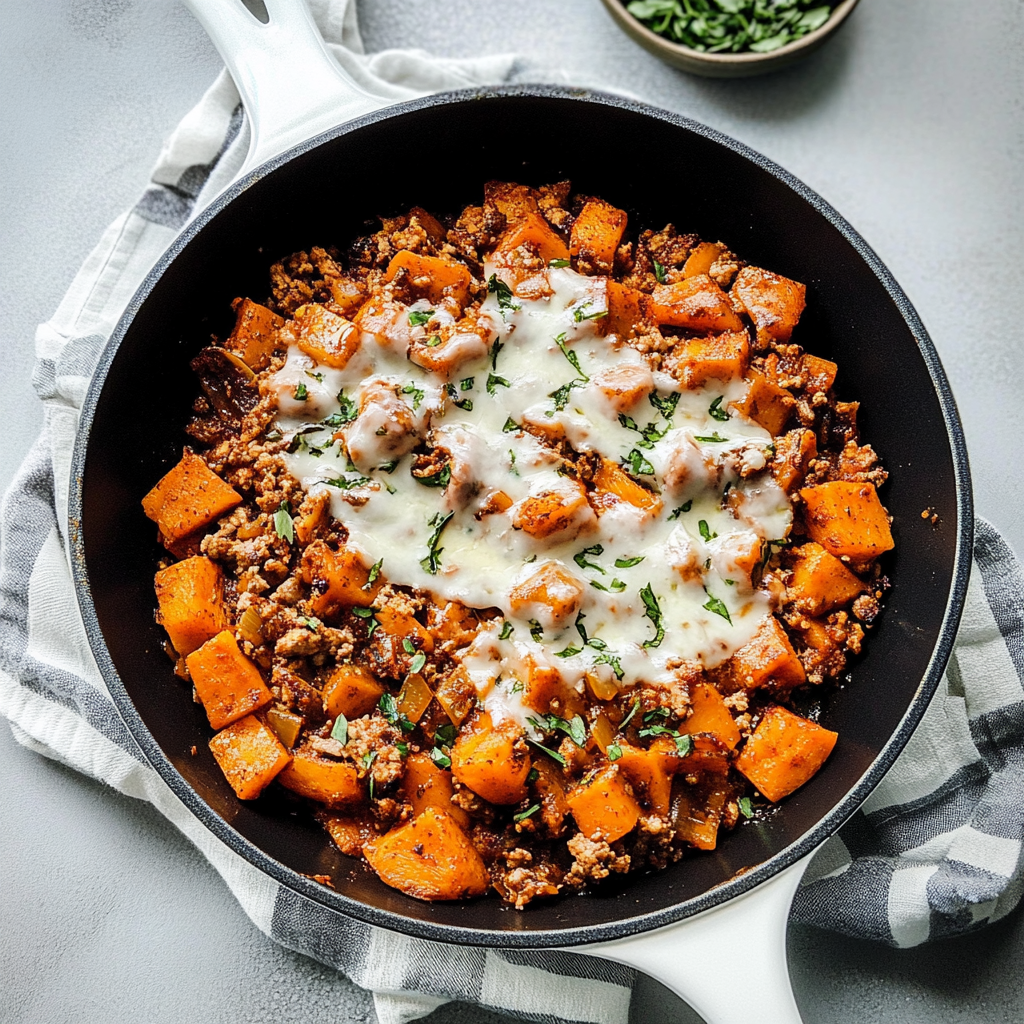Recipe preparation for turkey sweet potato skillet