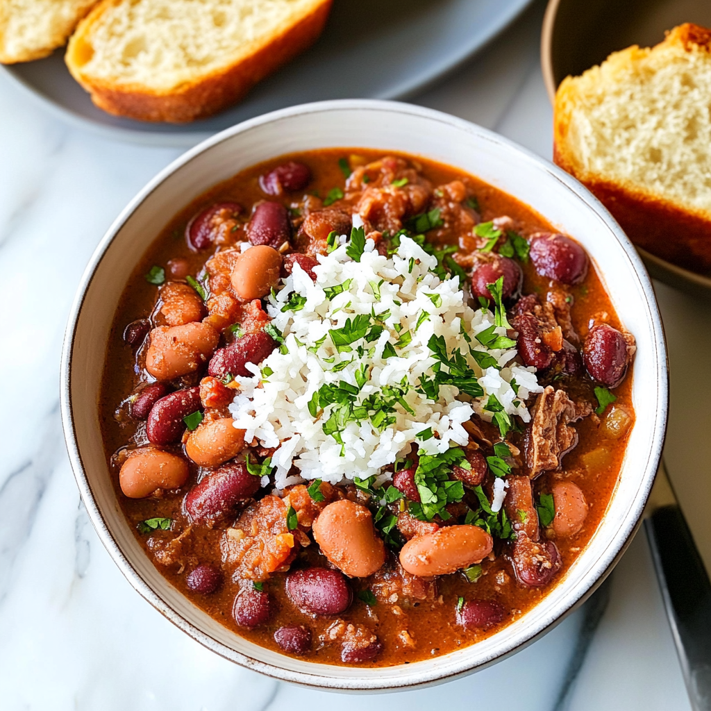 Recipe preparation for red beans and rice recipe