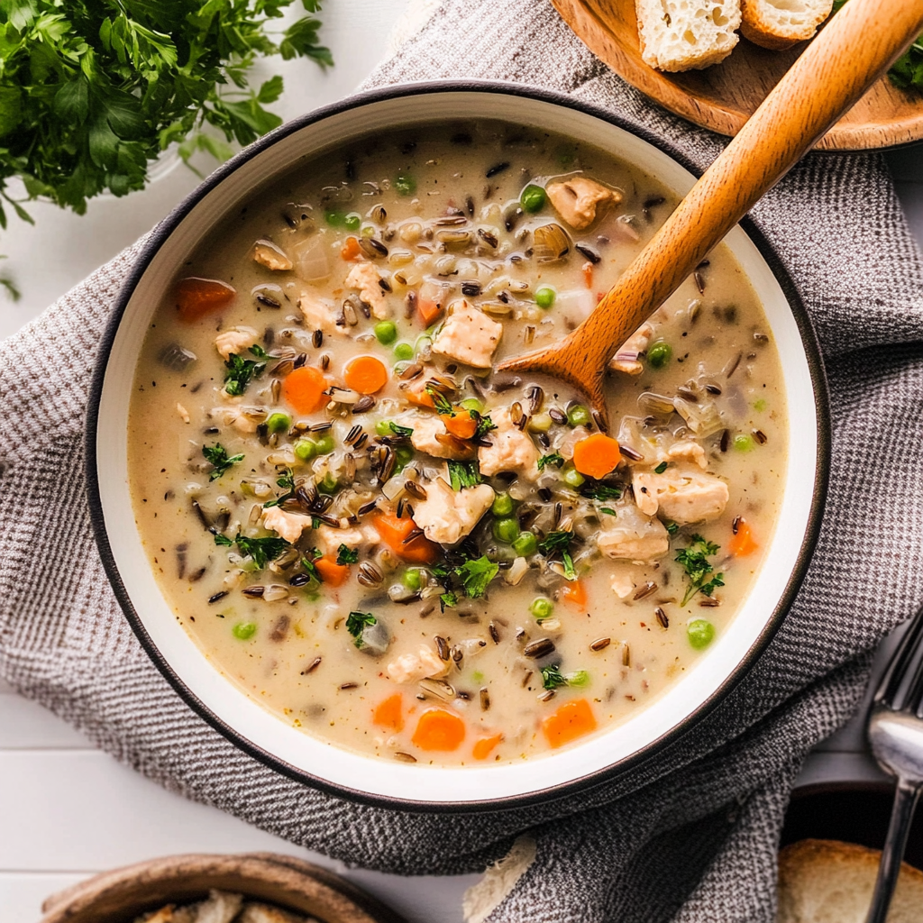 Recipe preparation for chicken and wild rice soup