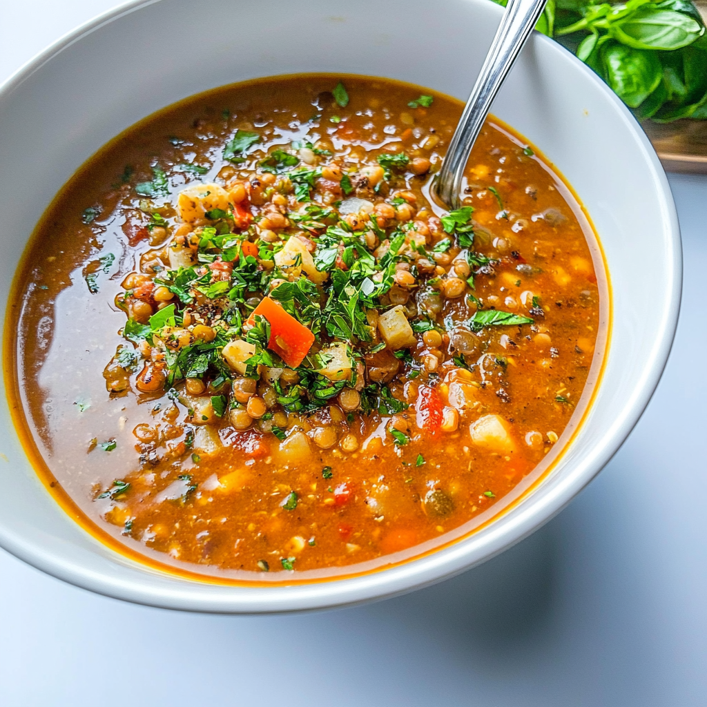 Recipe preparation for lentil soup