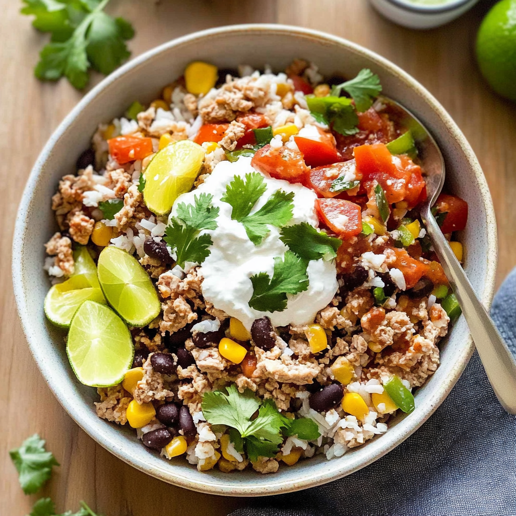 Recipe preparation for turkey taco bowl