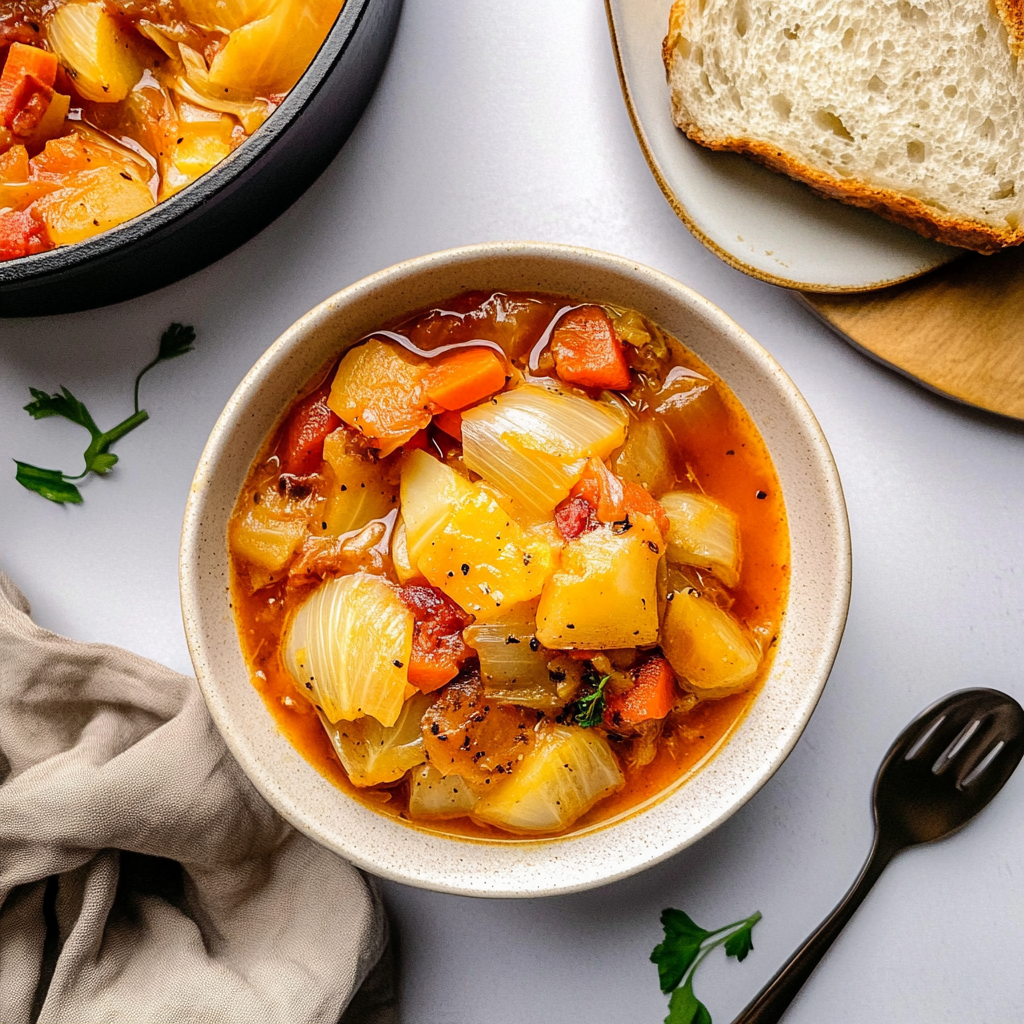 Recipe preparation for cabbage soup