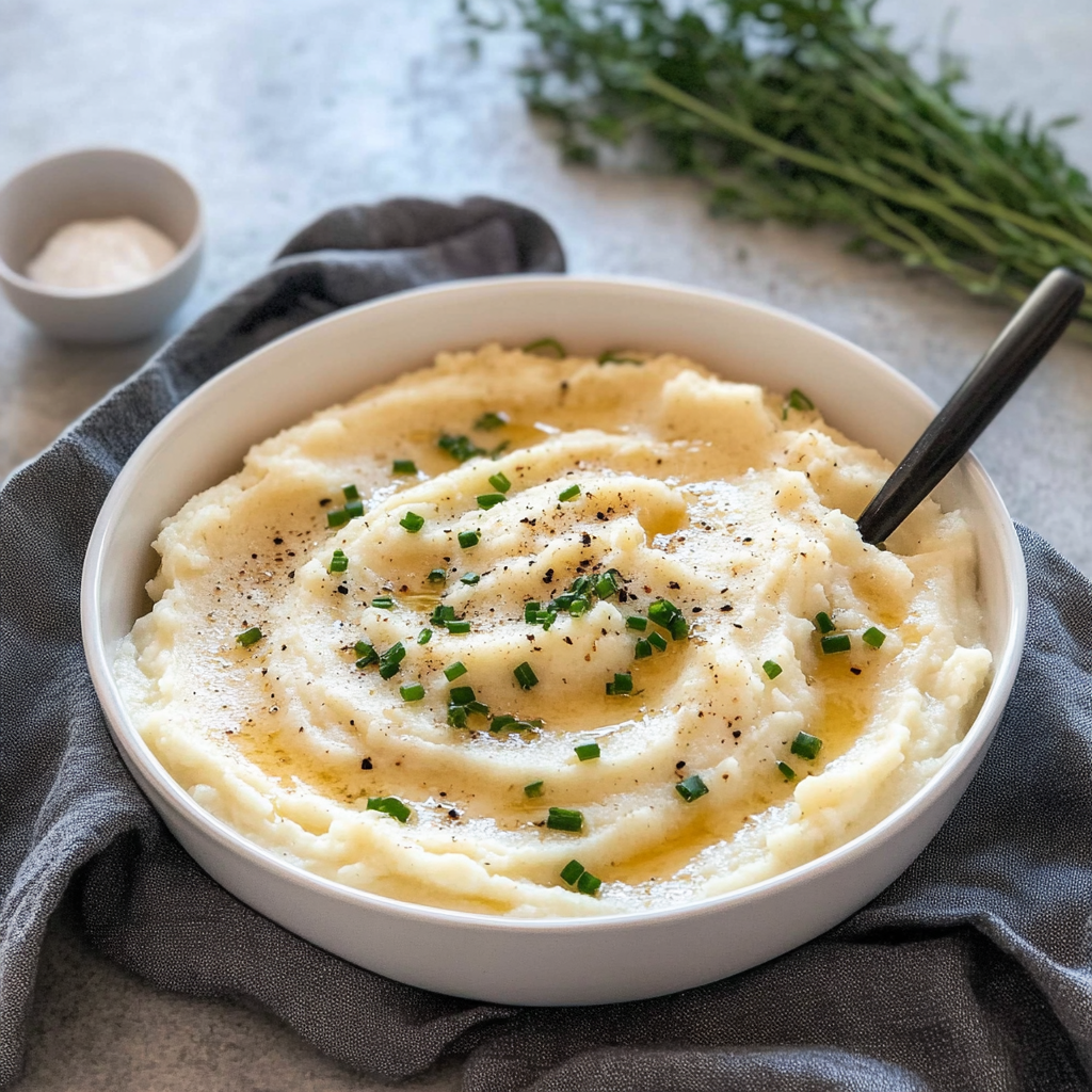 Recipe preparation for Mashed Cauliflower with Garlic & Chives