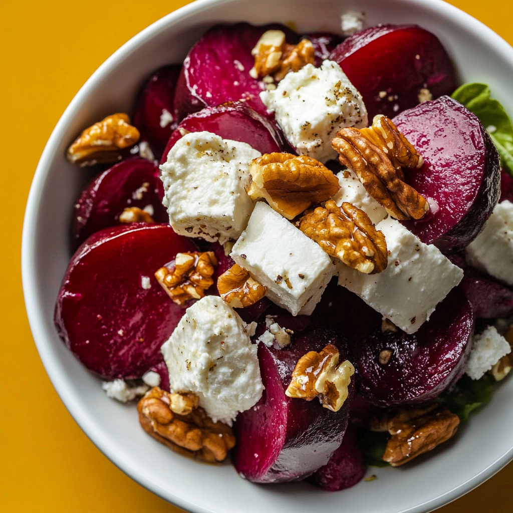 Recipe preparation for Roasted Beet Salad with Goat Cheese & Walnuts
