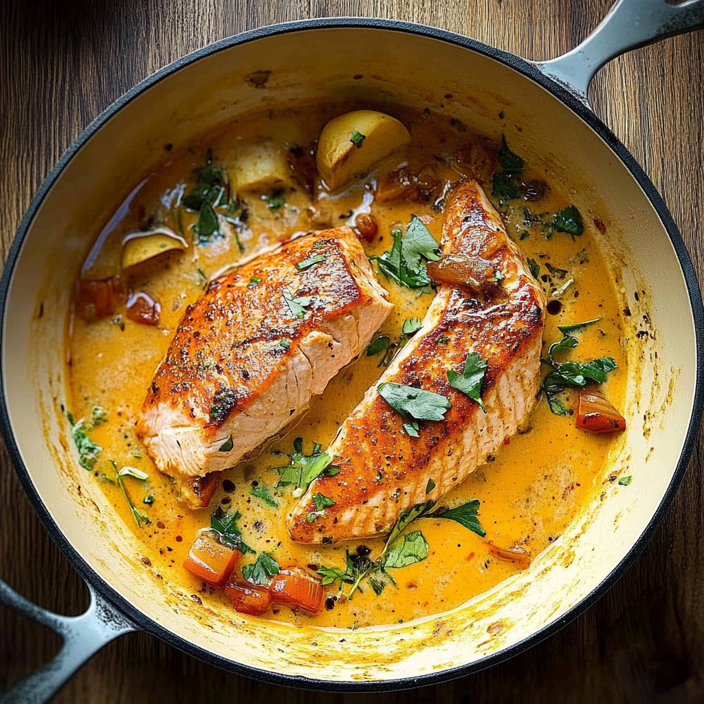 Recipe preparation for Marry Me Salmon