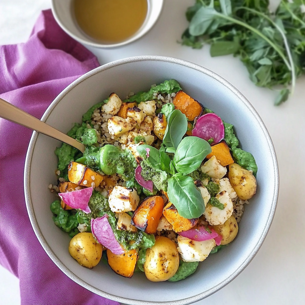 Recipe preparation for Roasted Root Vegetable Buddha Bowl
