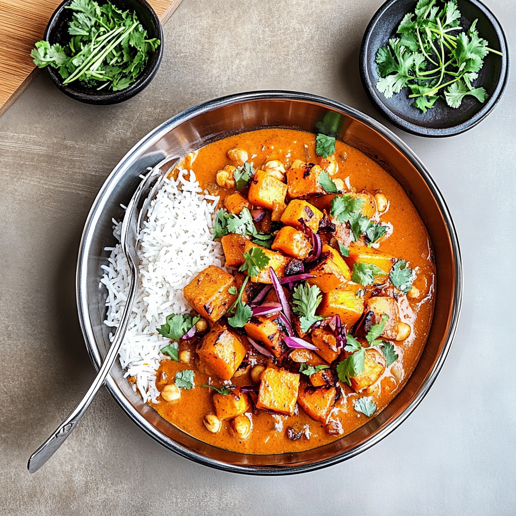 Recipe preparation for Roasted Butternut Squash & Chickpea Curry