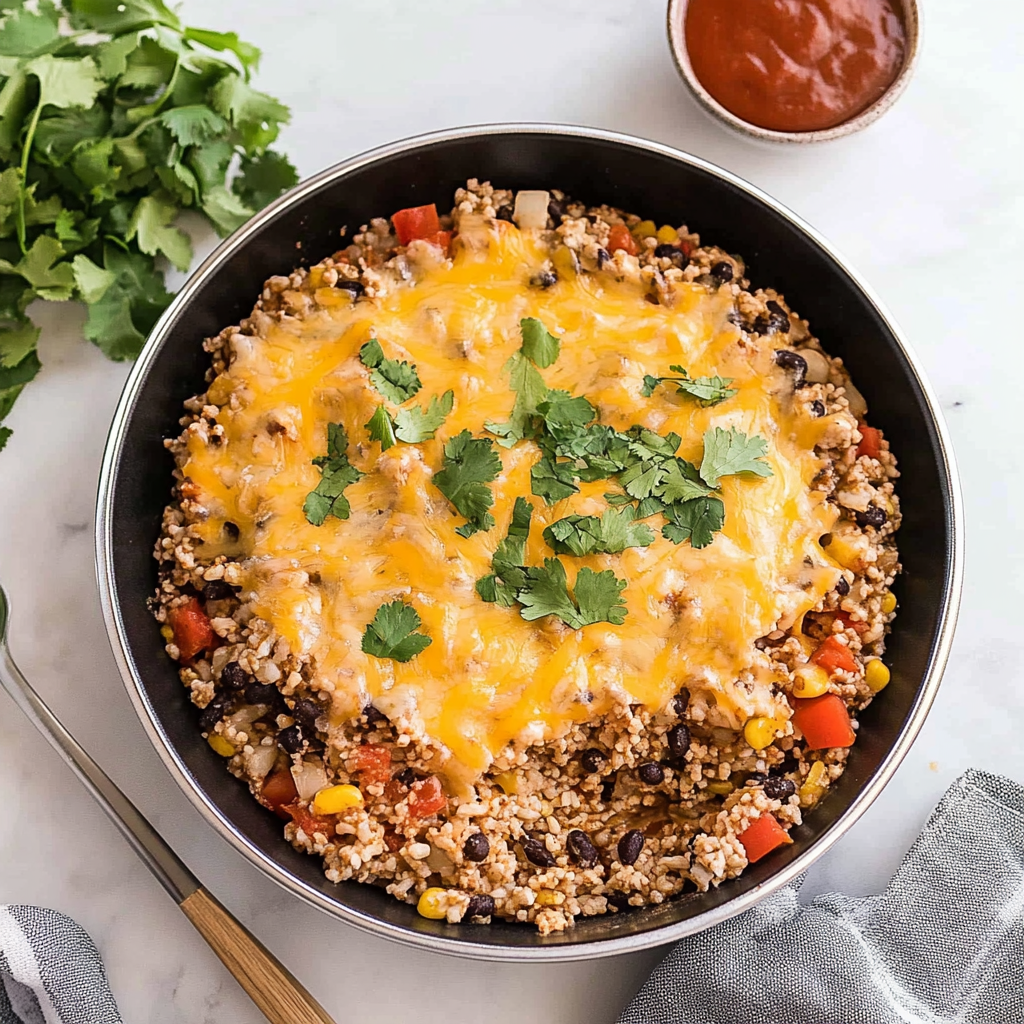 Recipe preparation for taco rice casserole