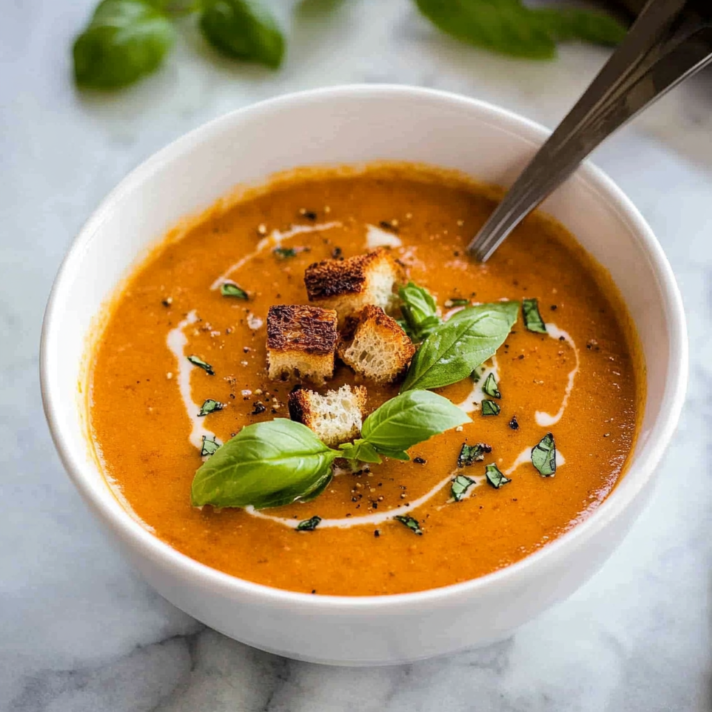 Recipe preparation for creamy tomato basil soup