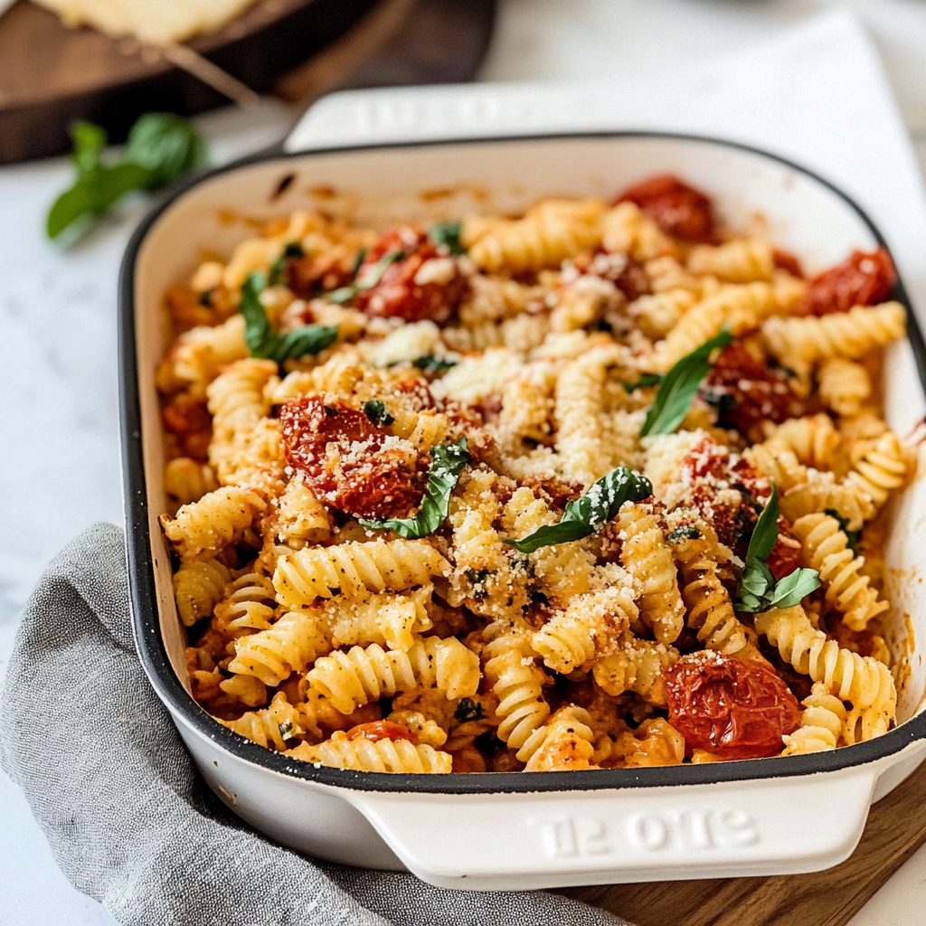 Recipe preparation for Baked Feta Pasta