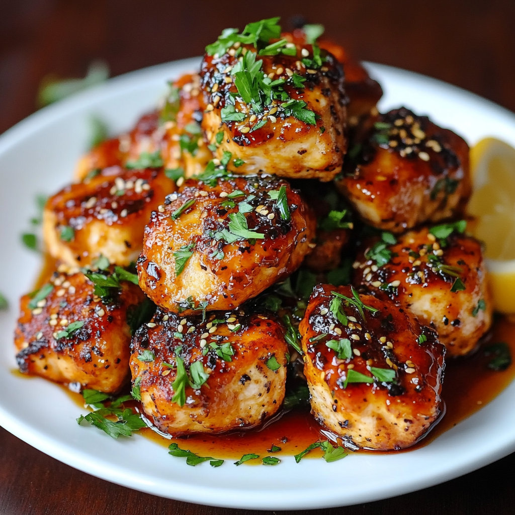 Recipe preparation for Crispy Honey Garlic Salmon Bites