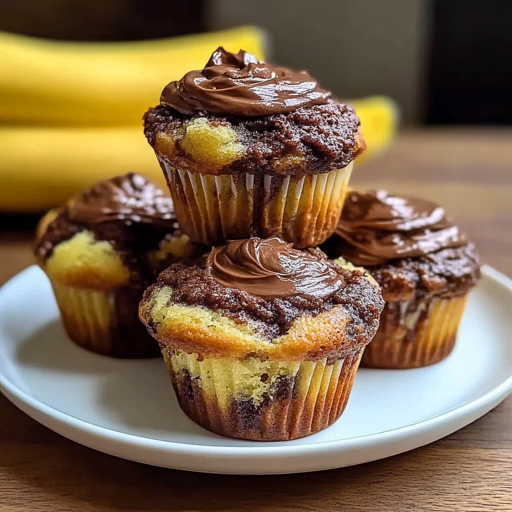 Recipe preparation for Nutella Banana Swirl Muffins