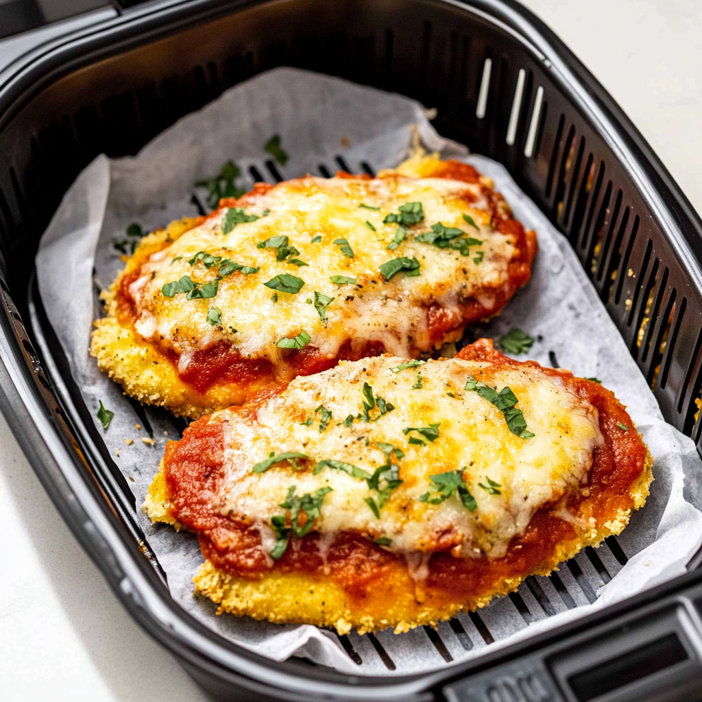 Recipe preparation for Air Fryer Chicken Parmesan