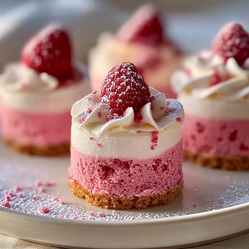 Recipe preparation for No Bake Pink Velvet Cheesecake Bites
